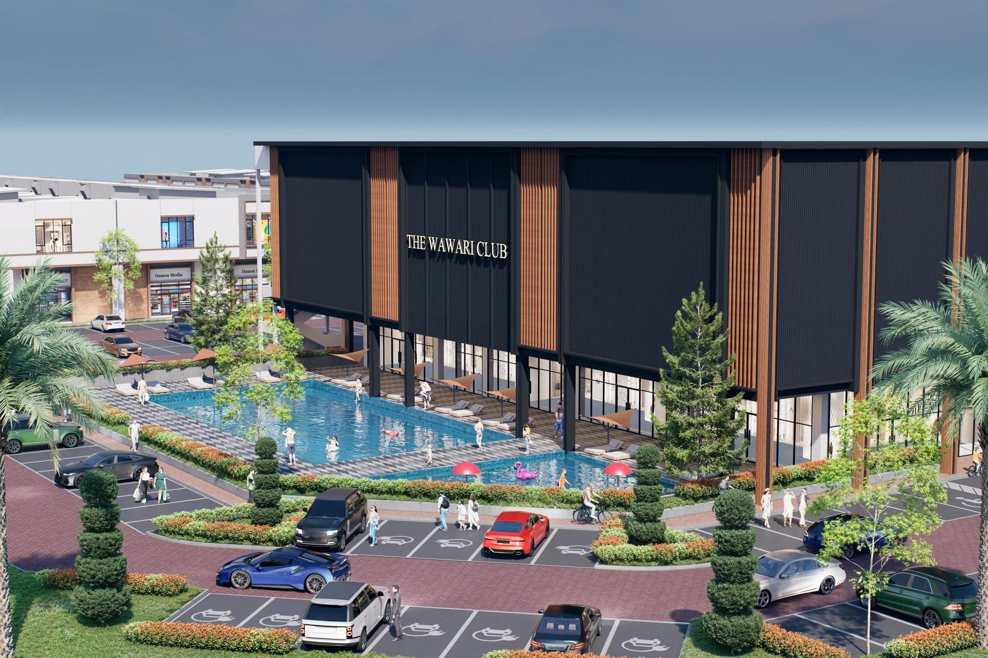 The Wawari Club clubhouse and pool, artist's impression